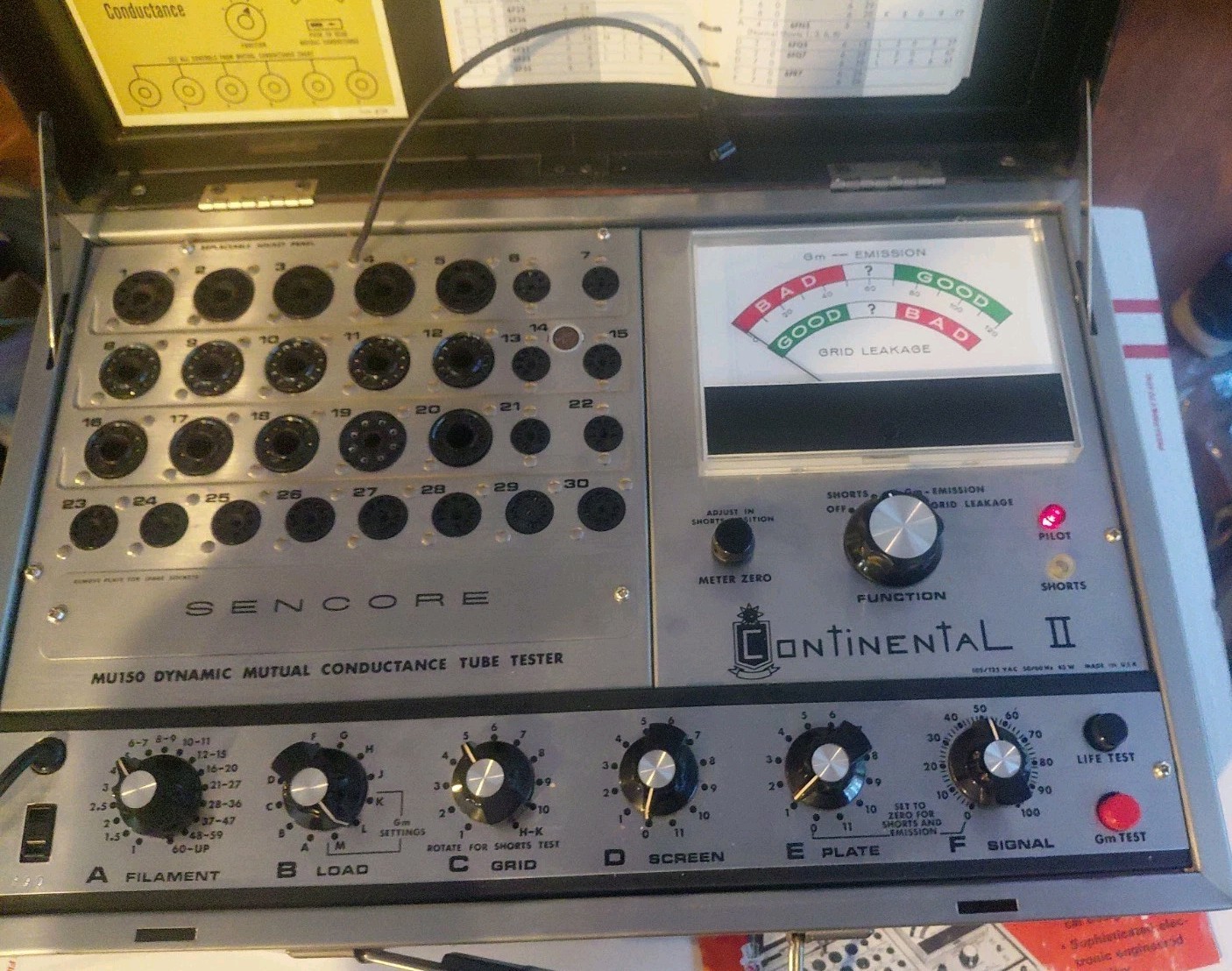 Sencore MU150 Continental II Mutual Conductance Tube Tester Power Up Only Grbt3