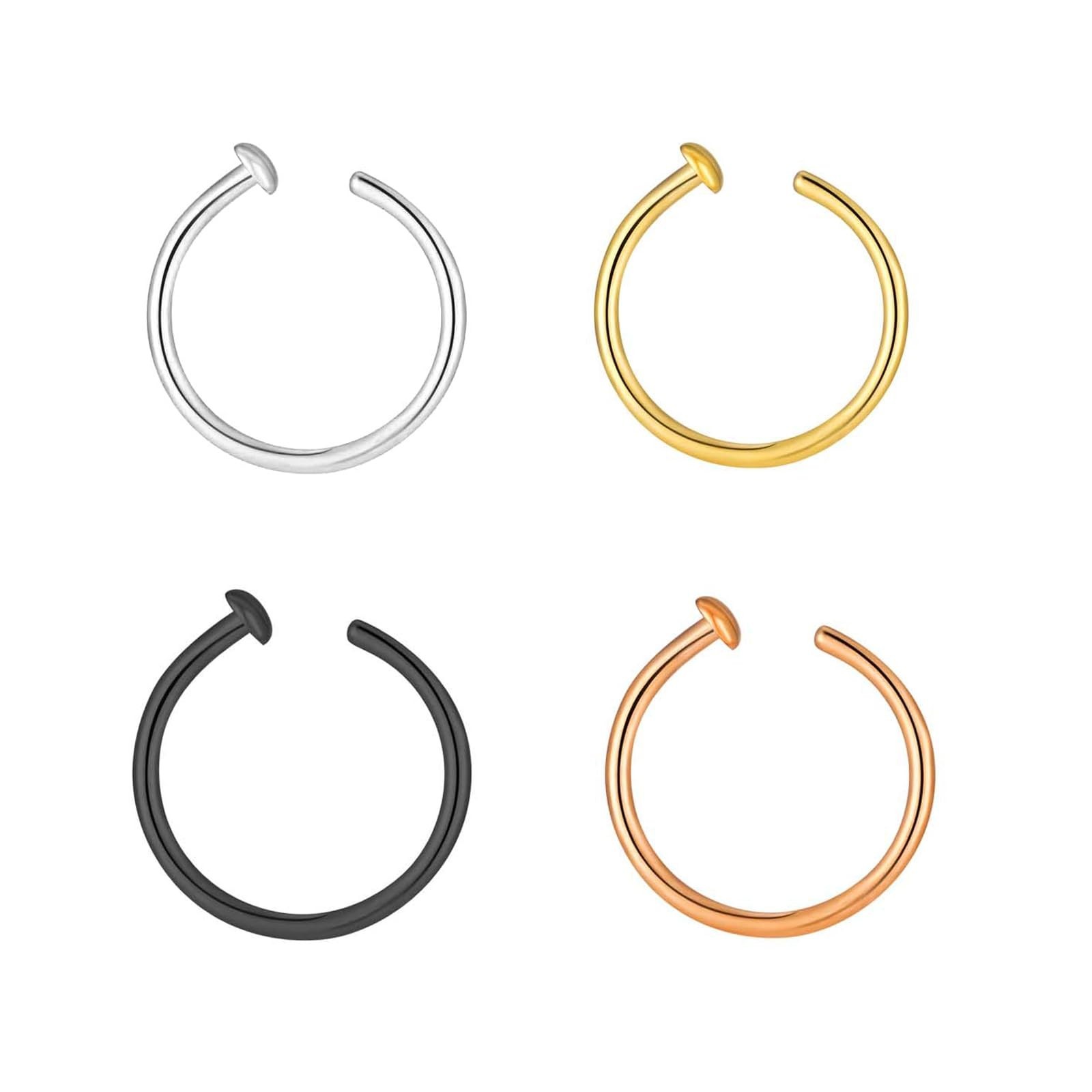 Double Nose Ring for Single Piercing, Twist Nose Ring Hoop For Women, Nostril...