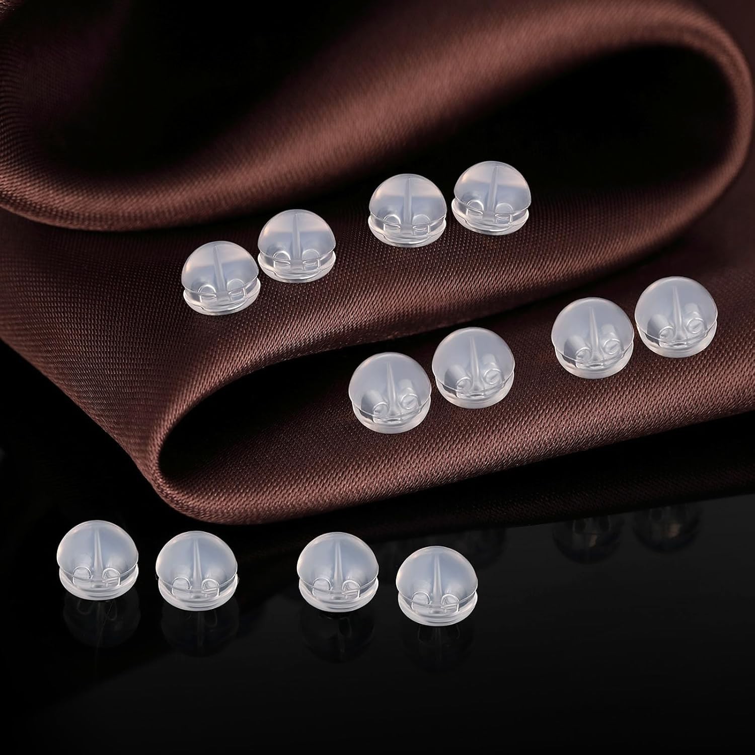 12-Piece White Gold Silicone Earring Backs - Hypoallergenic & Replacements