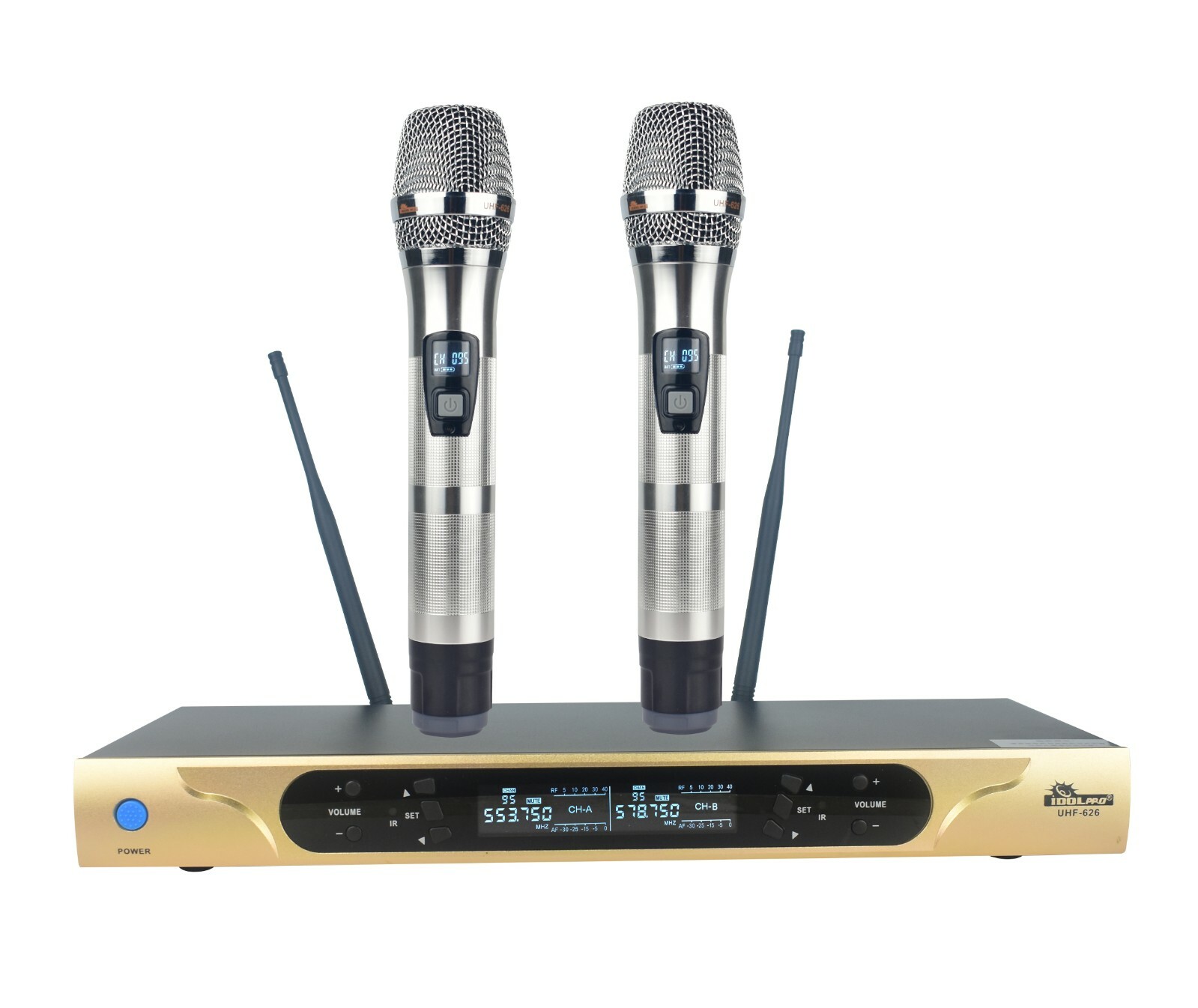 IDOLpro UHF-626 Dual Channel Wireless Microphones - Brand New MODEL 2024