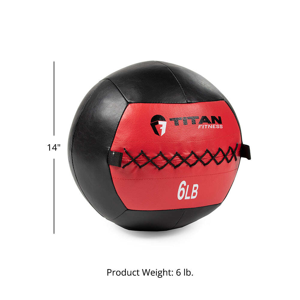 Titan Fitness 6 LB Soft Leather Medicine Wall Ball, Color-Coded Weight Ball