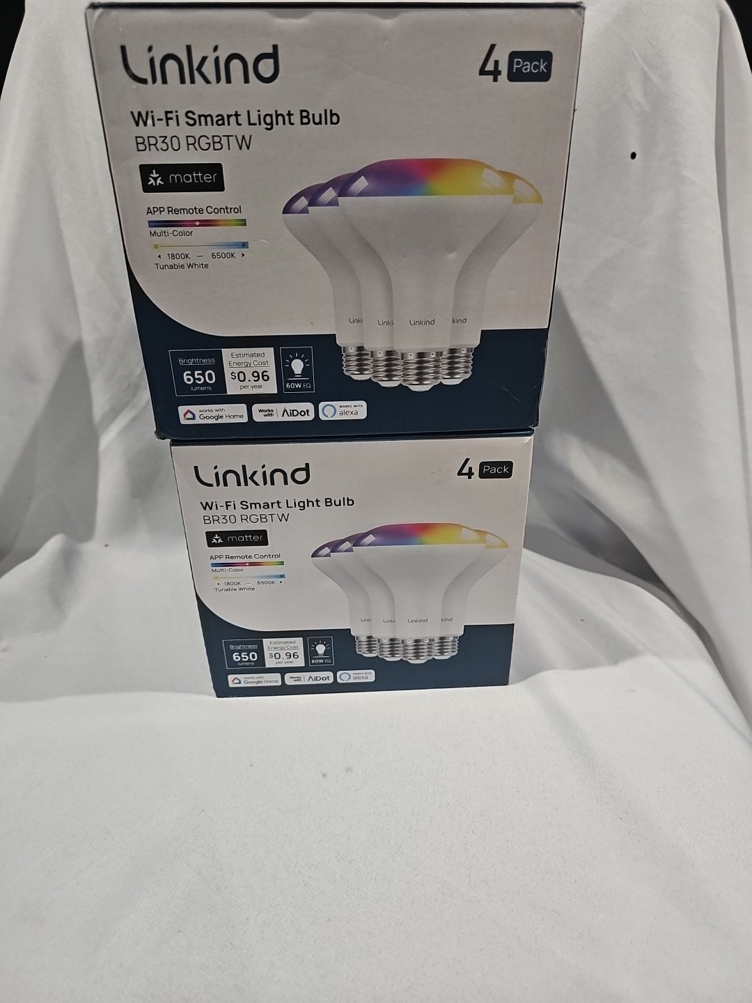 x8 LINKIND Electric 60W RGBW A19 WiFi Smart LED Light Bulb- White (‎OM60/RGBW)🔺
