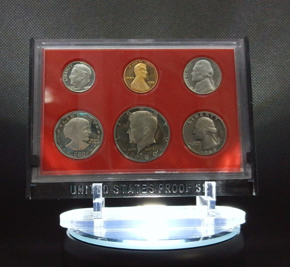 1980-S US Mint Clad Proof Set 6 Coins OGP Susan B Anthony Dollar SBA Proof
