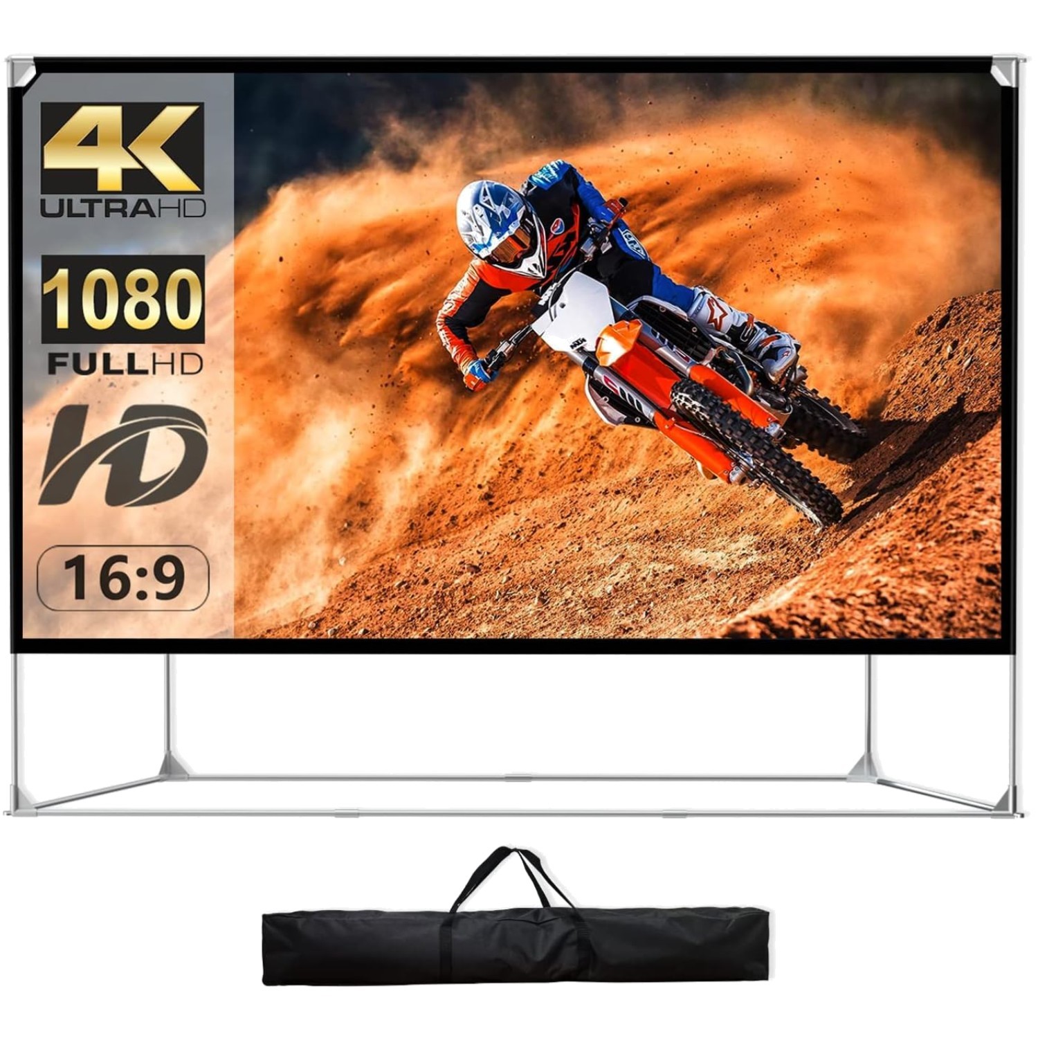 Ultra-Large 150-Inch Movie Screen with Aluminum Stand - Windproof & Anti-Crease