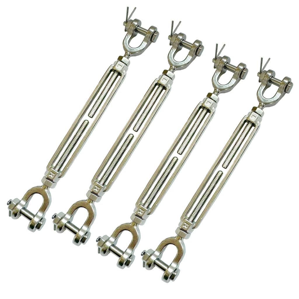 4 PCS 4 Inch Stainless Steel Turnbuckle 1/4 Inch Jaw Wire Tensioner 1600lbs