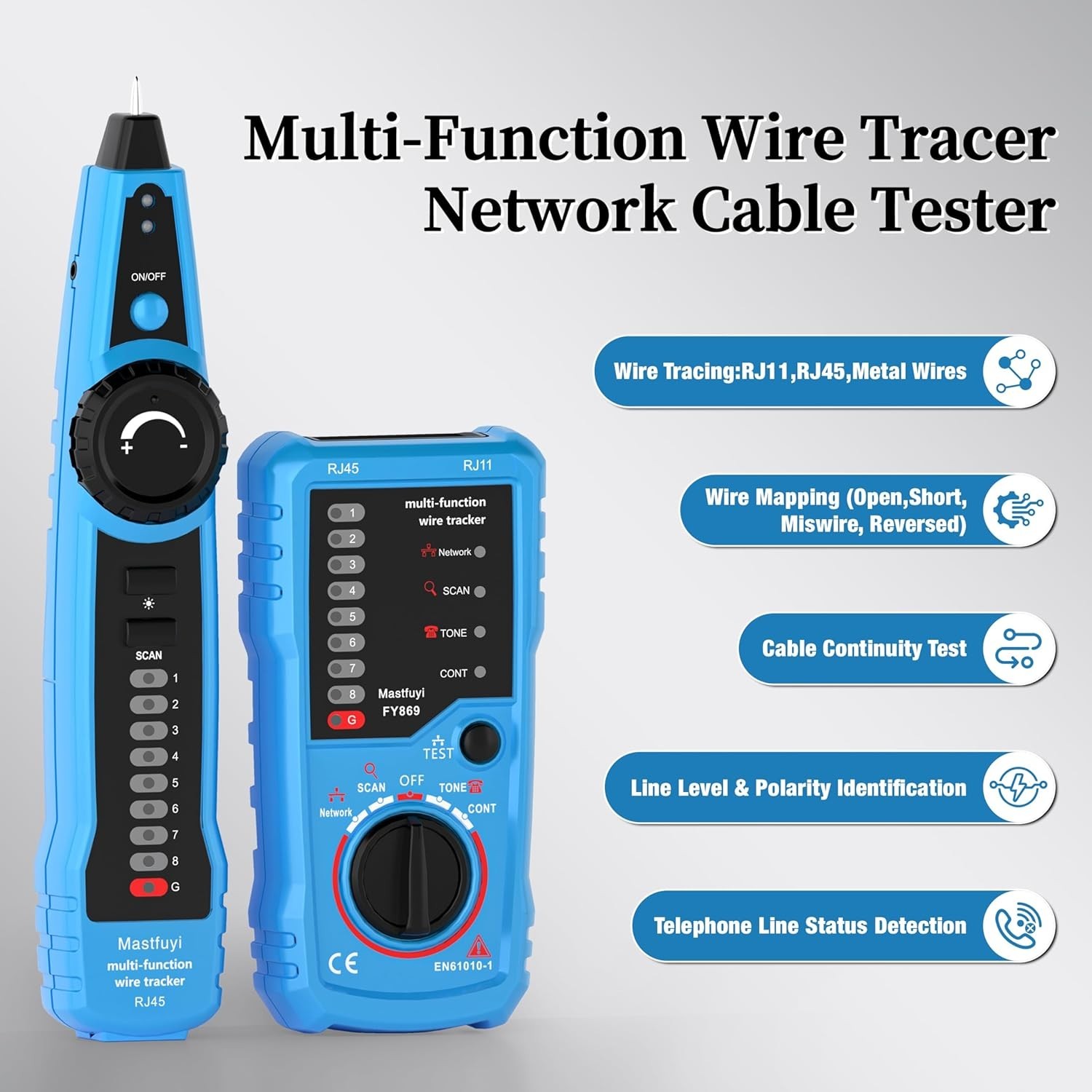Multifunction Network Cable Tester & Line Finder for RJ11/RJ45 - Portable Design