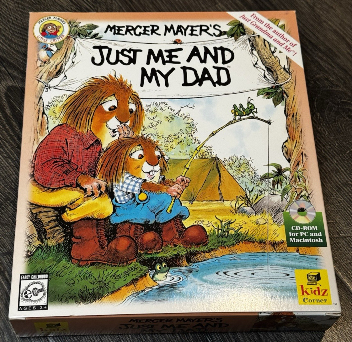Mercer Mayer Just Me & My Dad PC Mac CD ROM Game Vtg 90s Little Critter Big Box