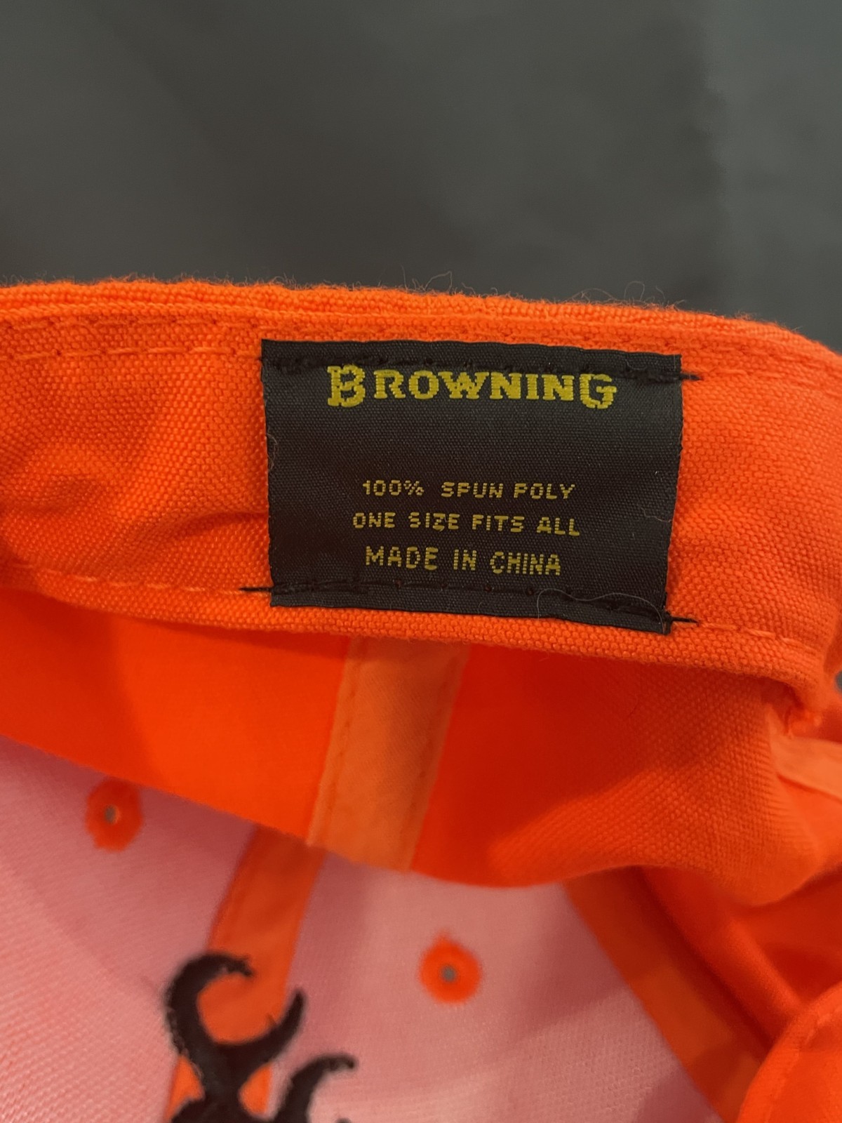 New W/O Tags Browning Safety Blaze Orange with 3D Logo Hat Cap Hook & Loop Close