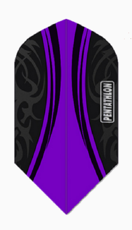 PENTATHLON PURPLE/BLACK Slim Dart Flights - 100 Micron - 5 sets (15 flights)