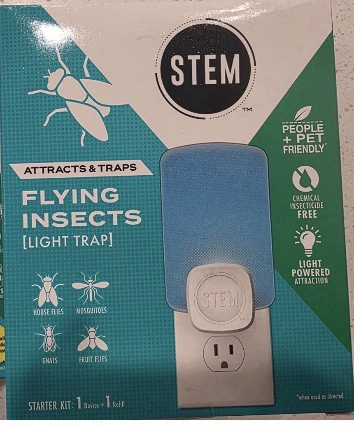 STEM Flying Insects Light Trap, Attracts & Traps Starter Kit 1 Device + 1 Refill