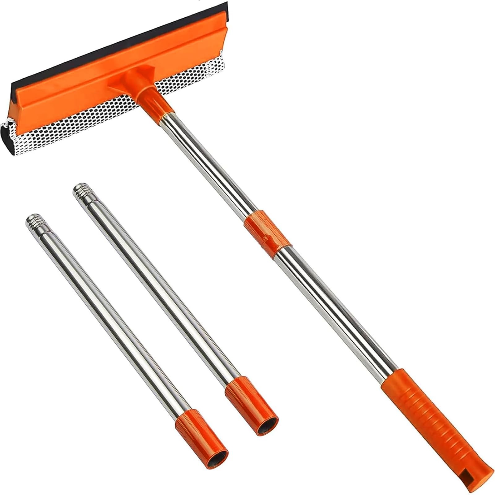 2-in-1 Adjustable Window Squeegee with Extendable Stainless Steel Pole