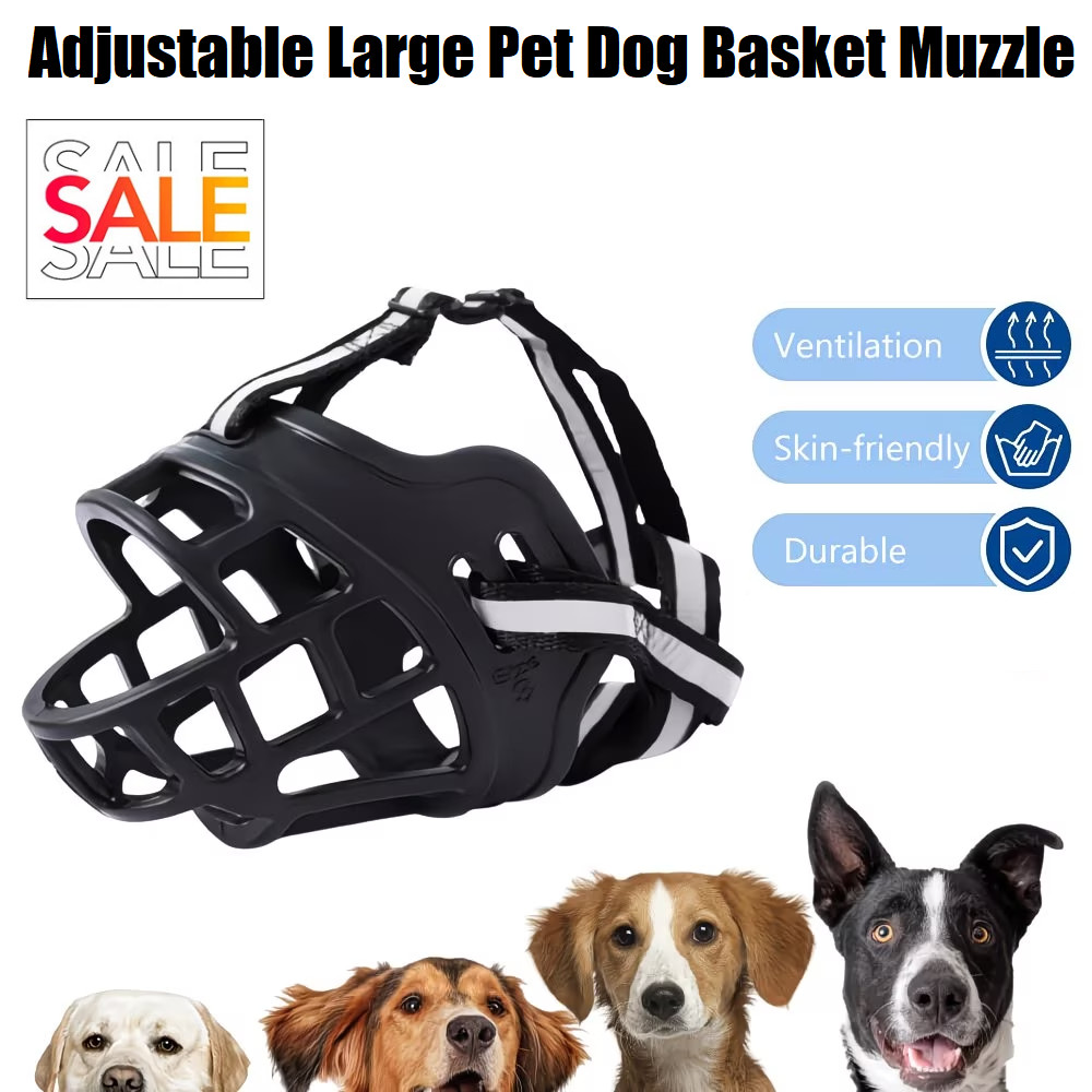 Adjustable Large Pet Dog Basket Muzzle Mouth Cover Mesh Cage Biting Chewing USA