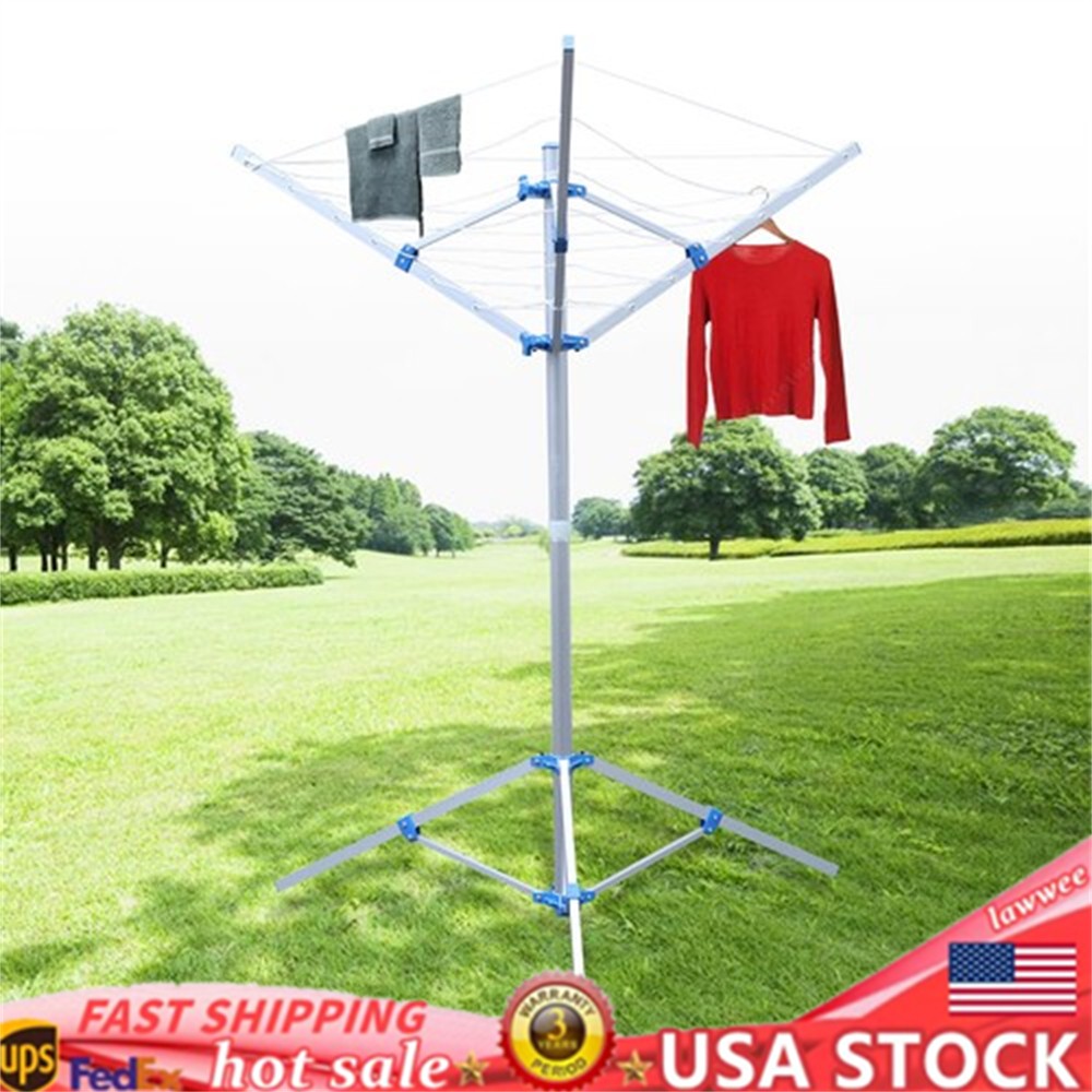 Rotary Clothesline Dryer Laundry Rack Folding Clothes Drying Umbrella 60" 3 Arms