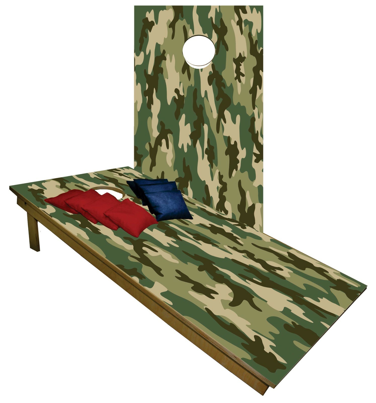 CORNHOLE BEANBAG TOSS GAME w Bags Game Boards Camo Green Black Army Set