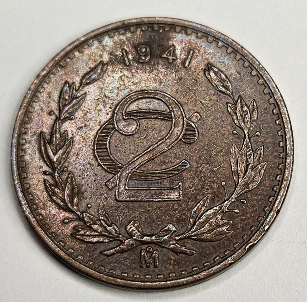 1941 Mexico 2 Two Centavos - Circulated Mexican Bronze World Coin