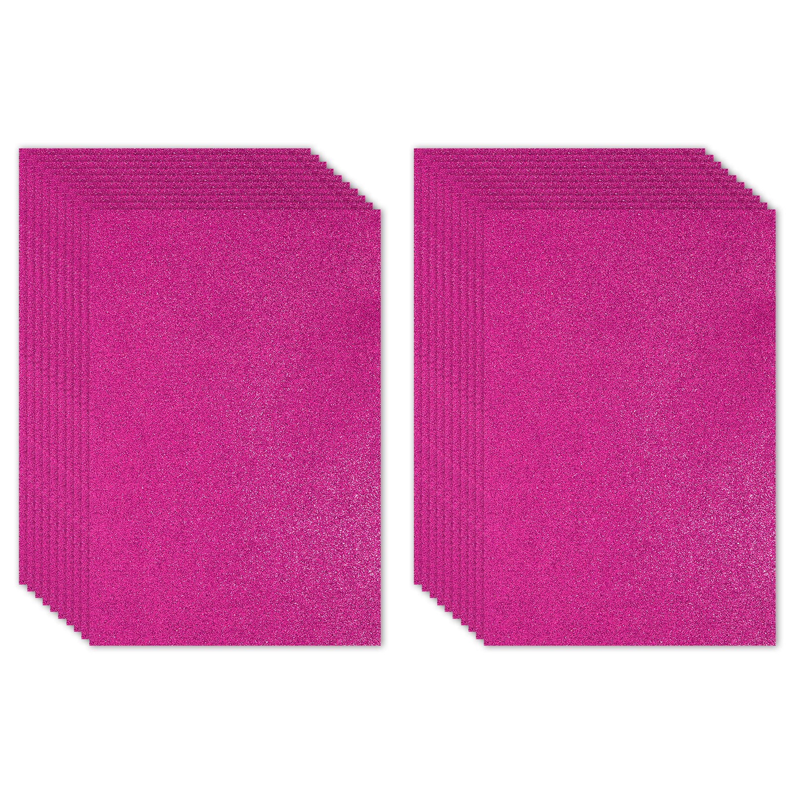 20 Sheets 2mm Glitter Foam Sheet, 16" x 12" Fuchsia Sparkle EVA Paper