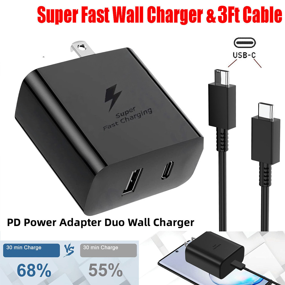 Super PD Power Adapter Duo Wall Charger+Cable For Samsung For Xiaomi Android