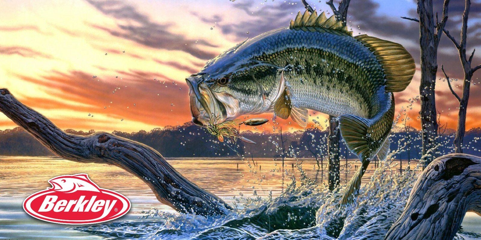 Berkley, Bass, Fishing, Live Action, Lures, Camp, Cabin, Garage, Man Cave Banner