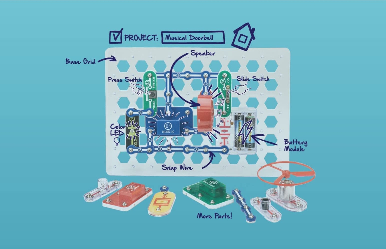 Snap Circuits Jr. SC-100 Electronics Exploration Kit, Over 100 Projects, Full...