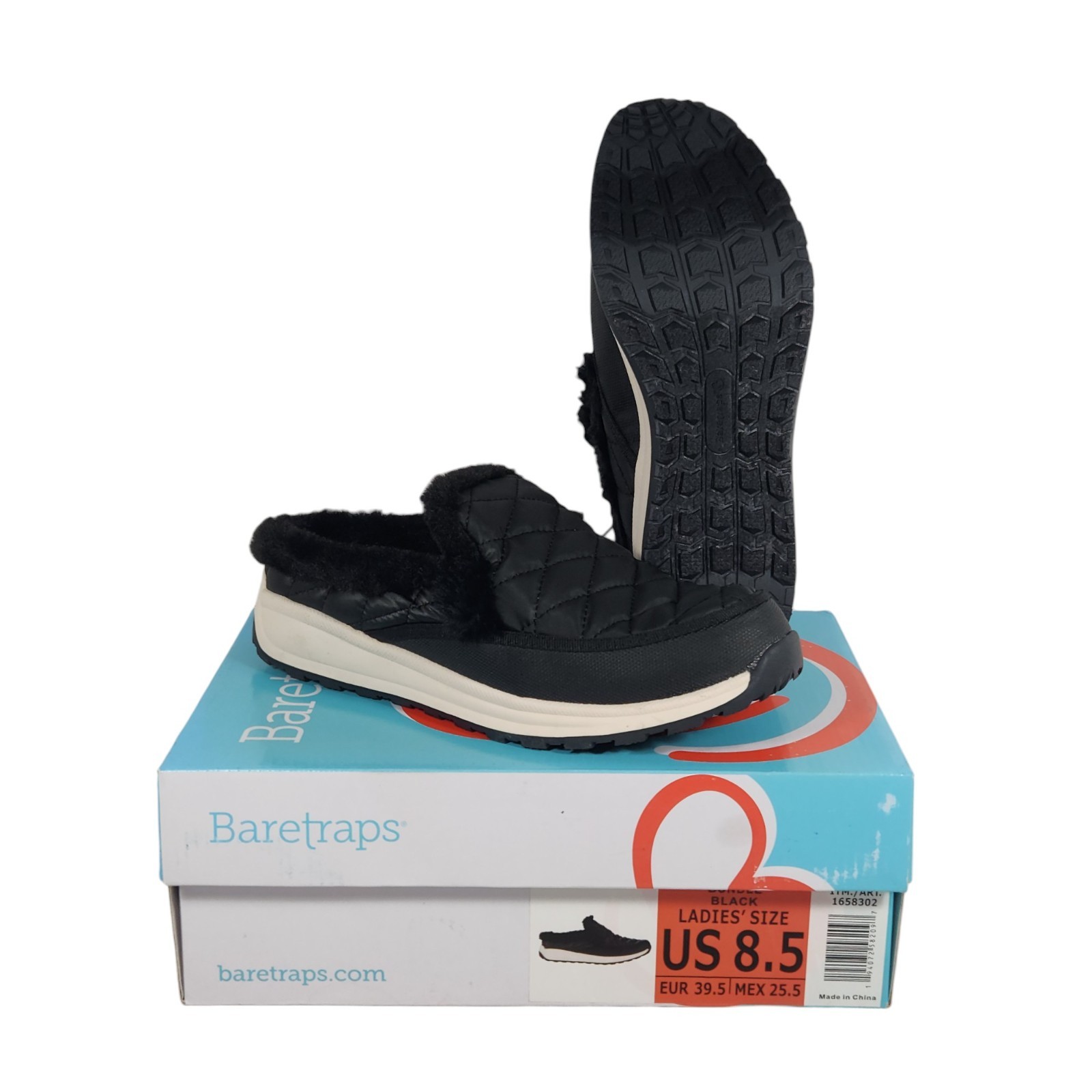 Baretraps Women's Size 8.5 Bundle Mule Faux Fur Lined Clog Shoes Black