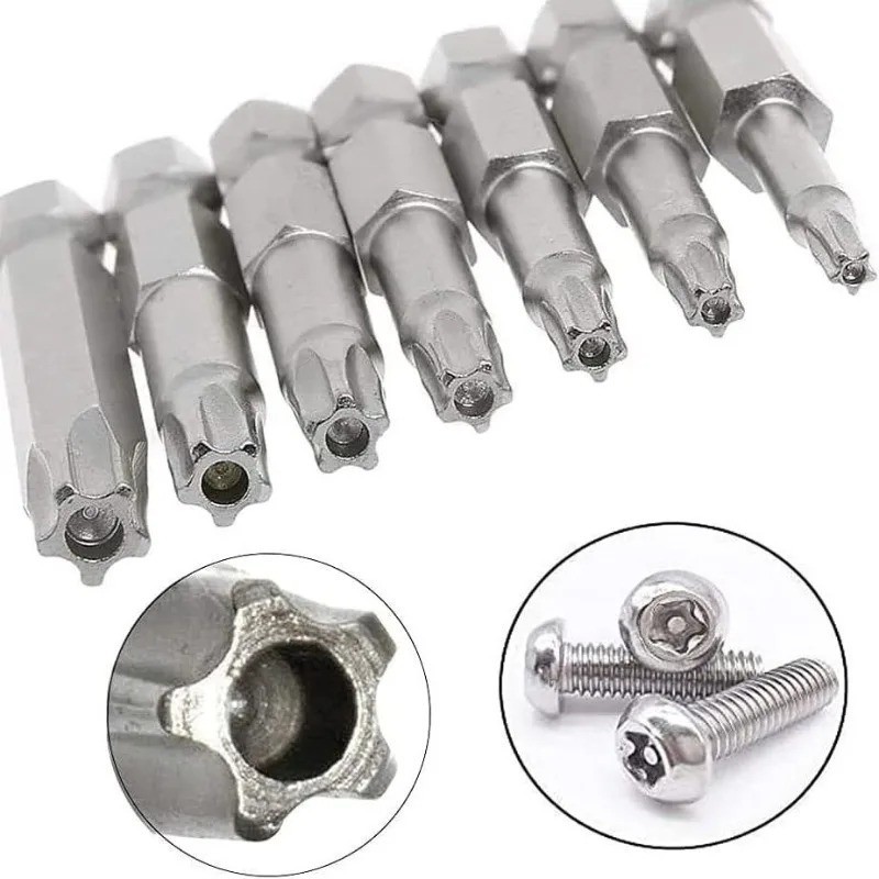 7PCS 5 Point Star Screwdriver Bits Set S2 Magnetic Torx Security 50mm 1/4 Hex