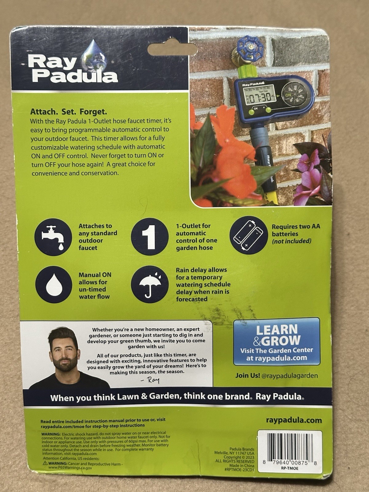 Ray Padula 1 Outlet Hose Faucet Programmable Timer