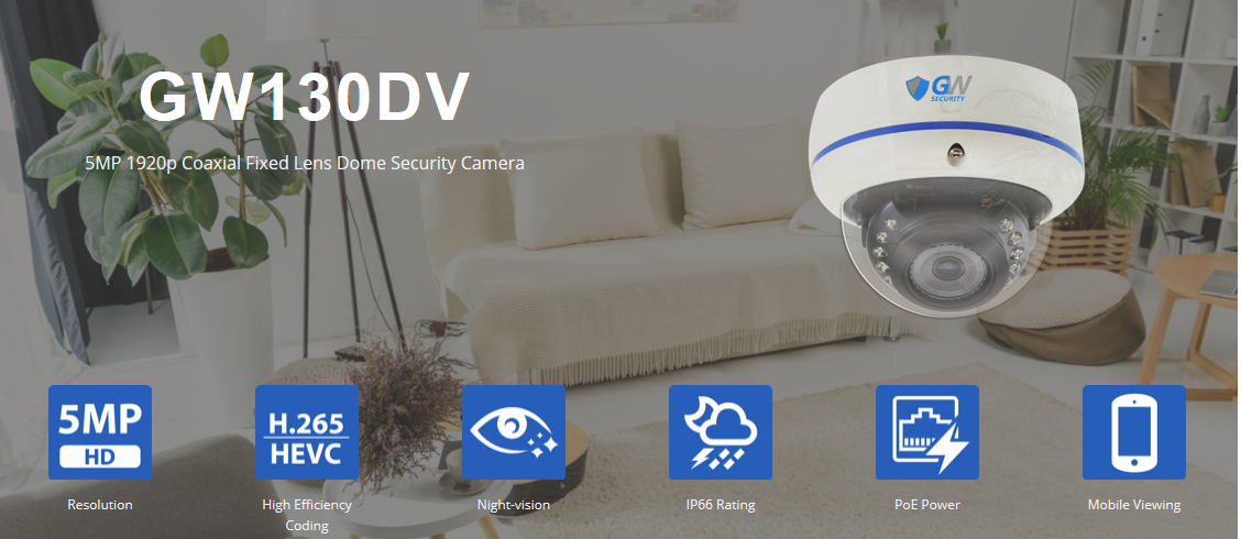 GW130DV 5MP Coaxial Fixed Lens Dome Security Camera (Used Camera)