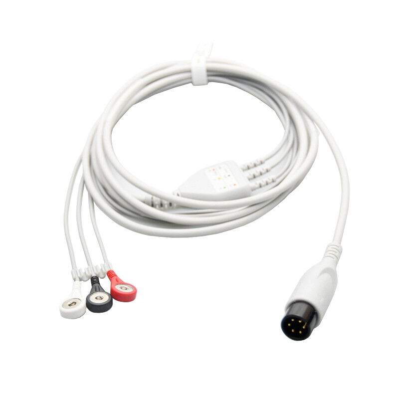 General 6pin 3Leads AHA ECG Cable Snap AHA Compatible Zoll Mindray CSI Nellcor