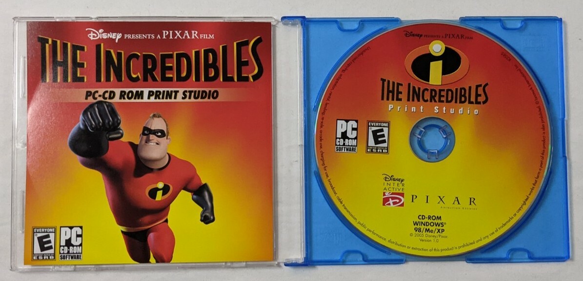 Disney Pixar The Incredibles Print Studio PC CD-ROM Windows 98/Me/XP