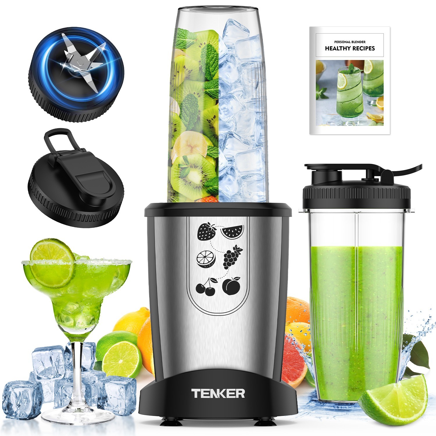 TENKER 1000W Fruit Veg Smoothies Blender Juice Citrus Countertop Blenders 23 OZ