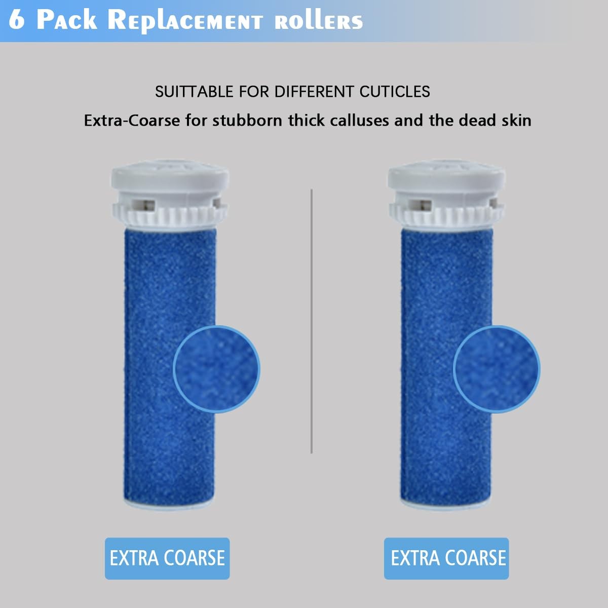 6 Pack Blue Extra Coarse Replacement Roller Refills 1 Count (Pack of 6),