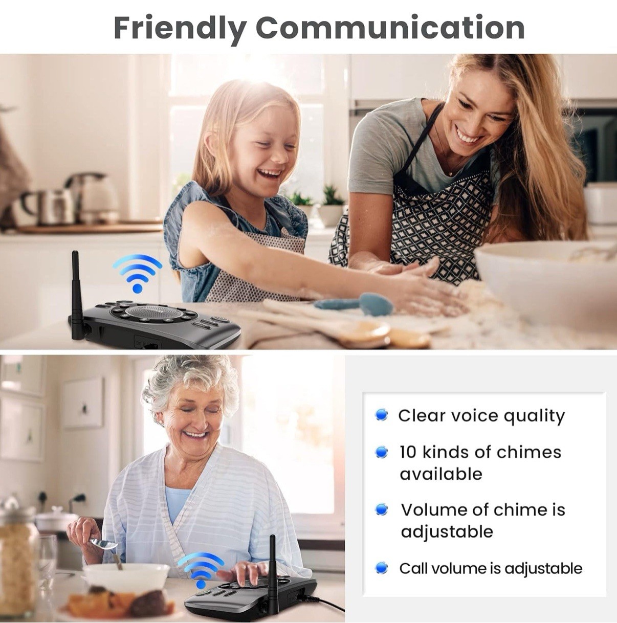 Wuloo S600-P2 Black Gray Wireless Full Duplex Intercom System 2 Pack