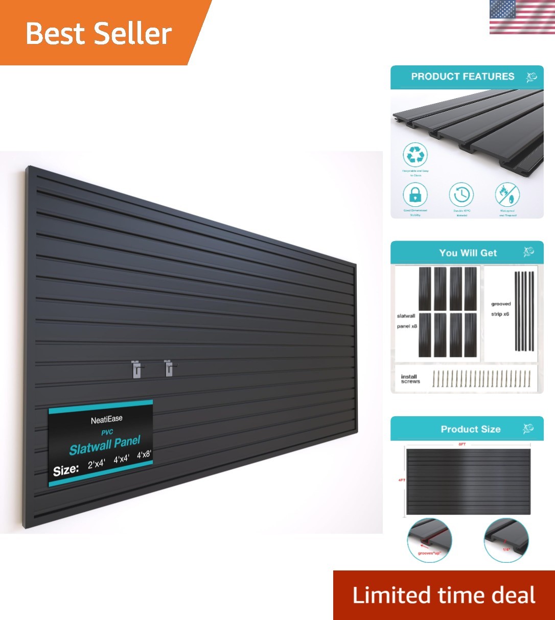 Heavy Duty 4x8ft Slatwall Panel for Ultimate Garage Storage & Organization