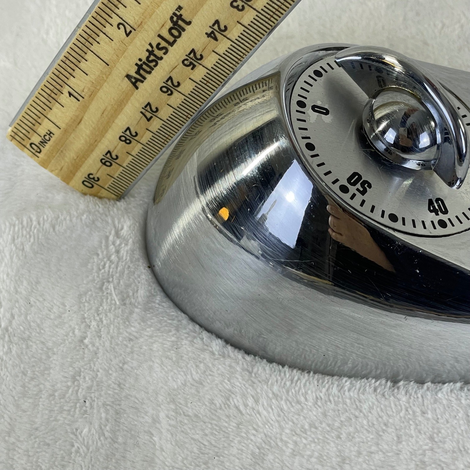 *READ -Vintage Chrome Kitchen Timer 60 Minute Manual Wind Up Silver Retro