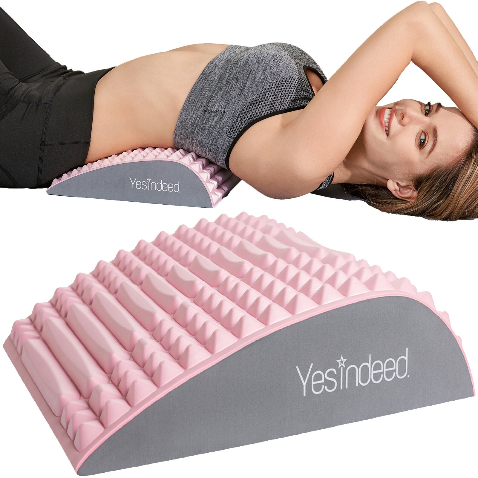 Back Stretcher Pillow - Back Pain Relief, Support for prolonged Sitting (Pink)