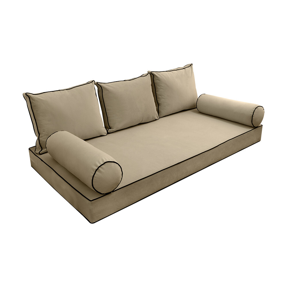 COVER ONLY Model V3 Twin-XL Velvet Contrast Indoor Daybed Mattress Cushion AD304
