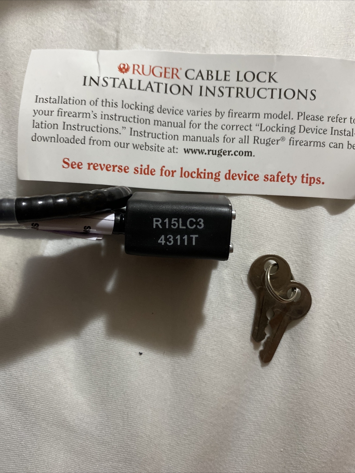 Ruger Gun Cable Lock Black NIP NEW SAFETY