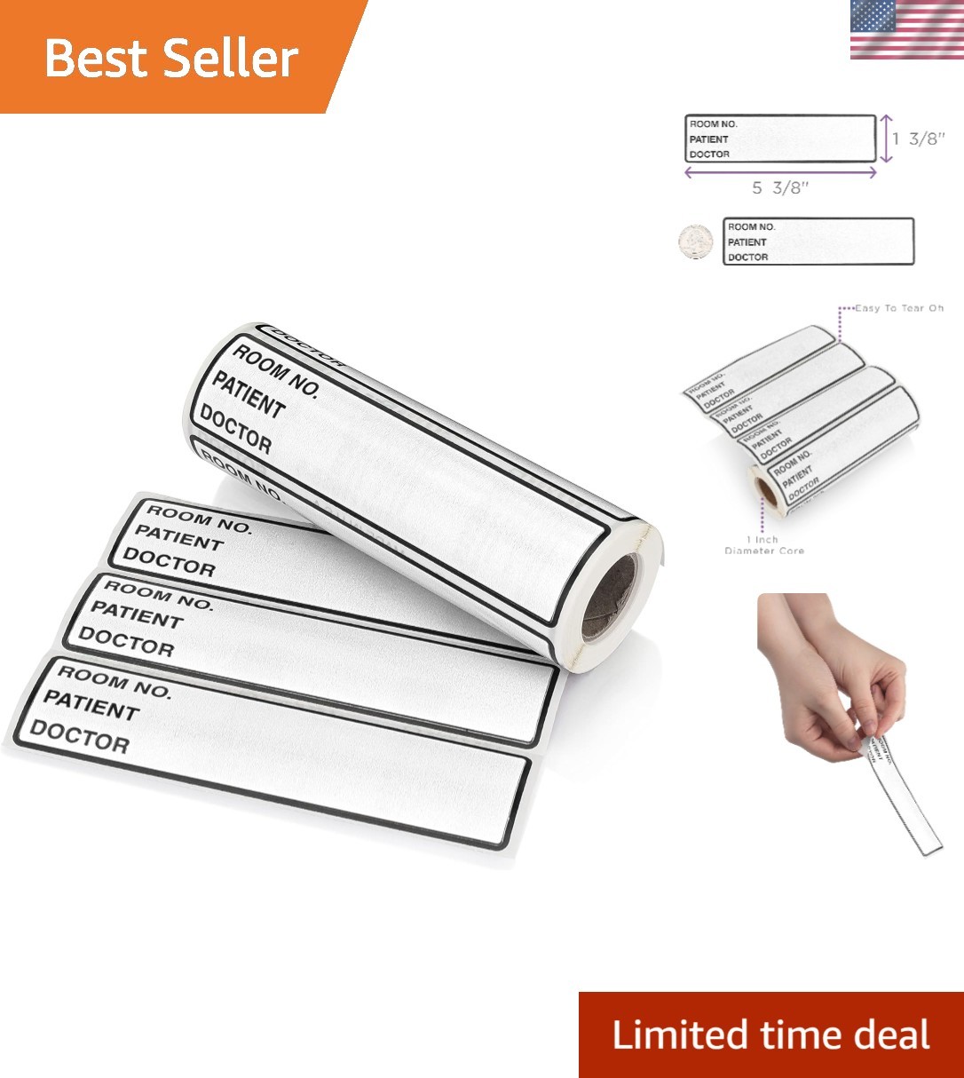 Adhesive Medical Chart Labels - Roll of 200 for Binder Organization