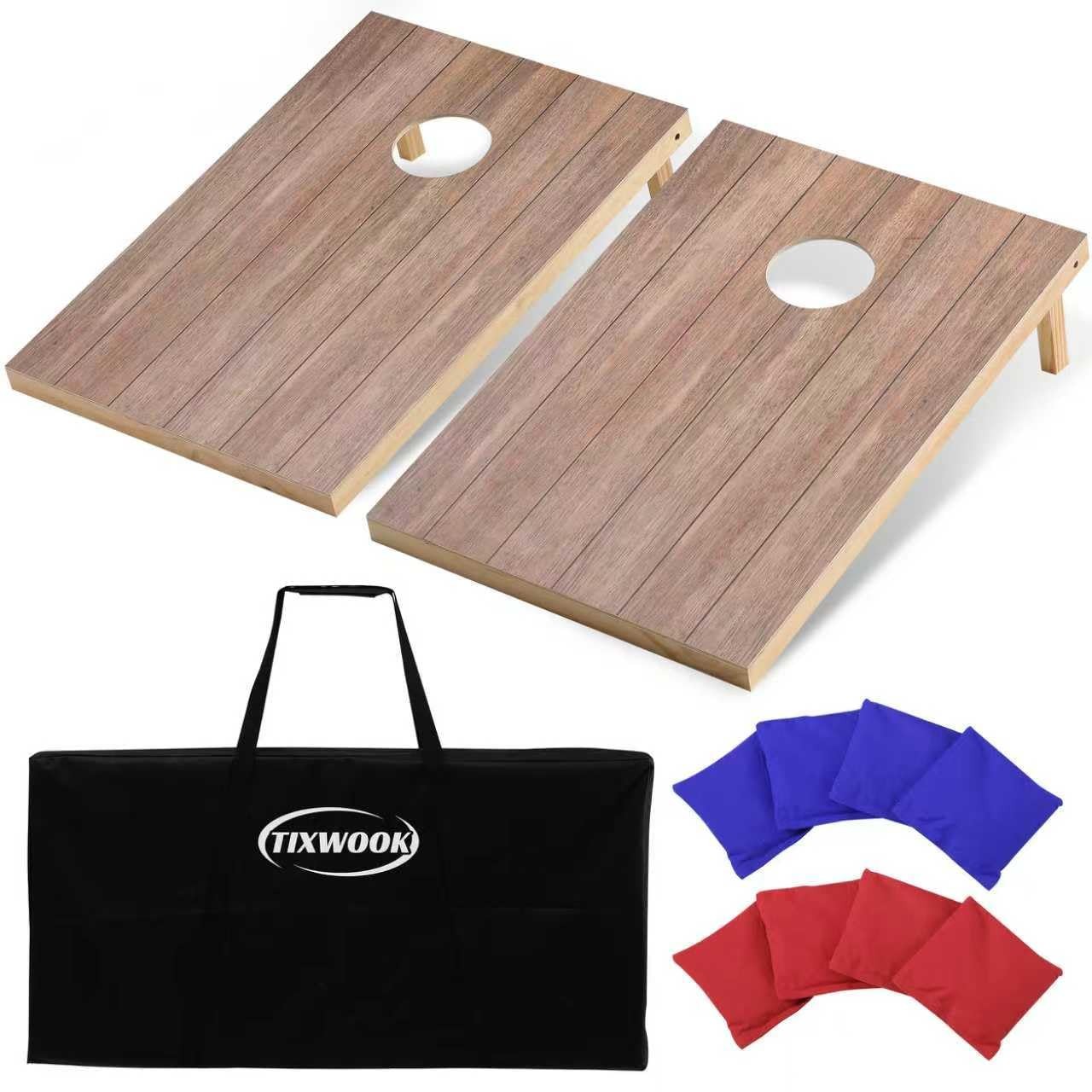 Solid Wood Cornhole Board Set, 4x2ft Regulation Cornhole Game Set with 8 Bean...