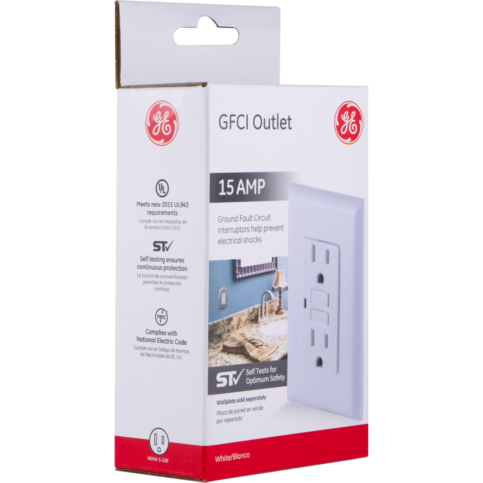 (2 pack) GE 15A GFCI Outlet, White – 32073