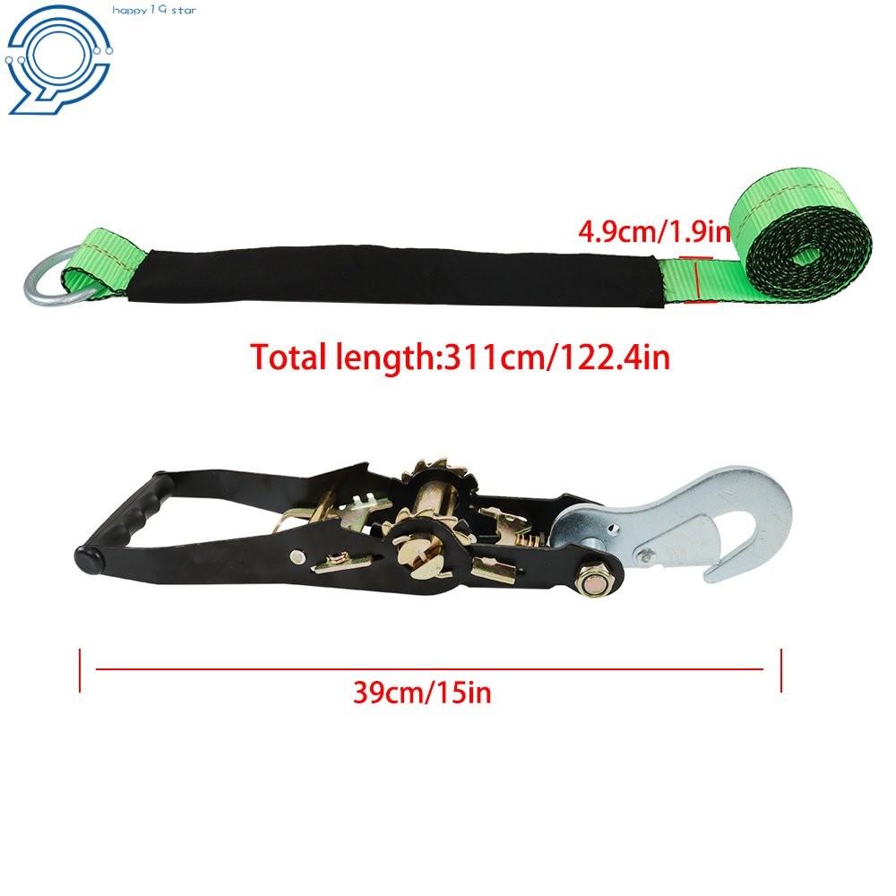 Car Tie Down with Snap Hooks Lasso Style (4 Pack) 2 Inch x 96 Inch For Trailer
