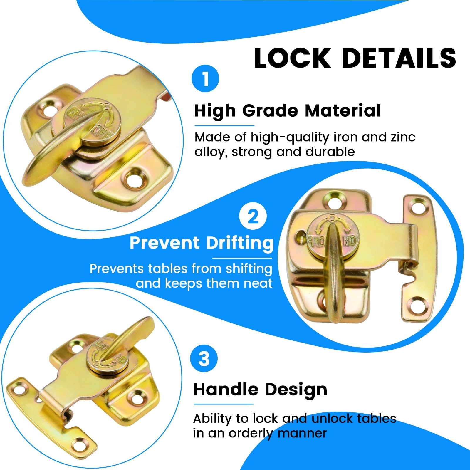 2 Pack Dining Table Locks Metal Spring Table Leaf Buckle Latches
