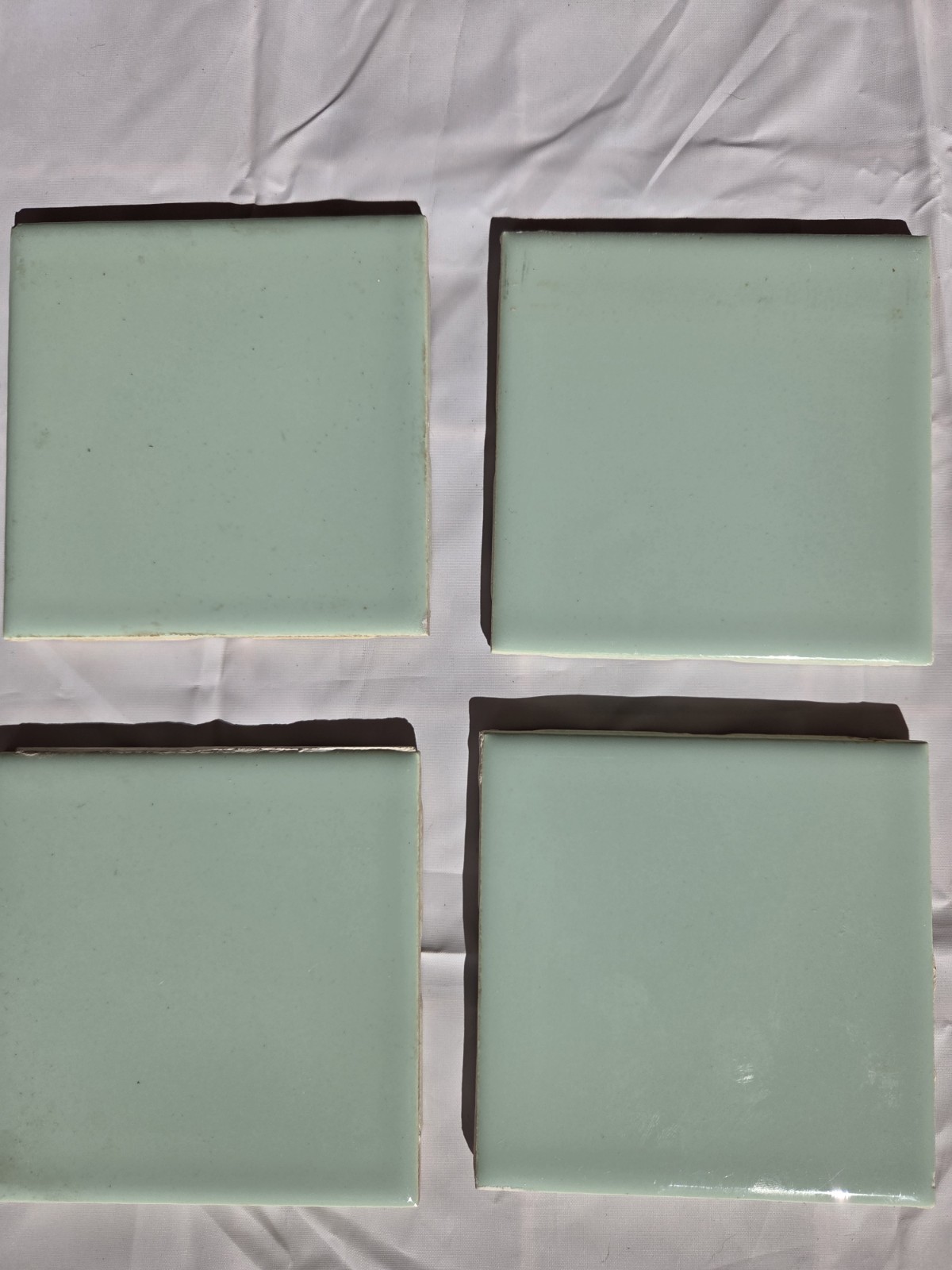 4 Vtg Tiles 4.25 x 4.25 Florida Tile FT Jadeite Light Green -Sale helps Dog ResQ