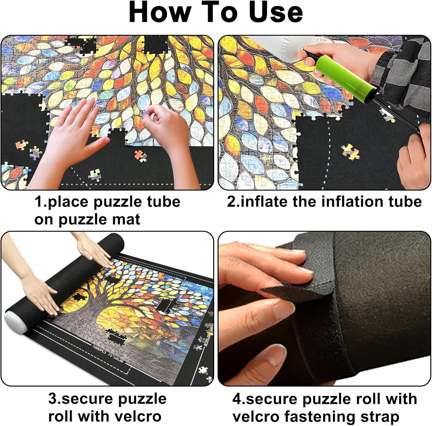 Puzzle Mat Rollup for Jigsaw Puzzles Storage Matt Roll up Puzzle Board Saver wit