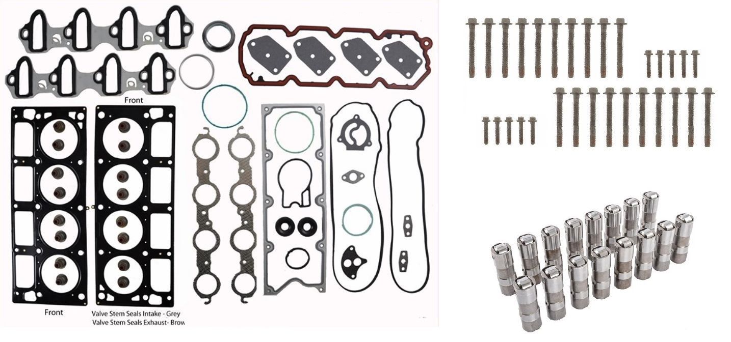 GM CHEVY LS VORTEC 4.8L 5.3L TOP END KIT LIFTERS GASKETS HEAD BOLTS