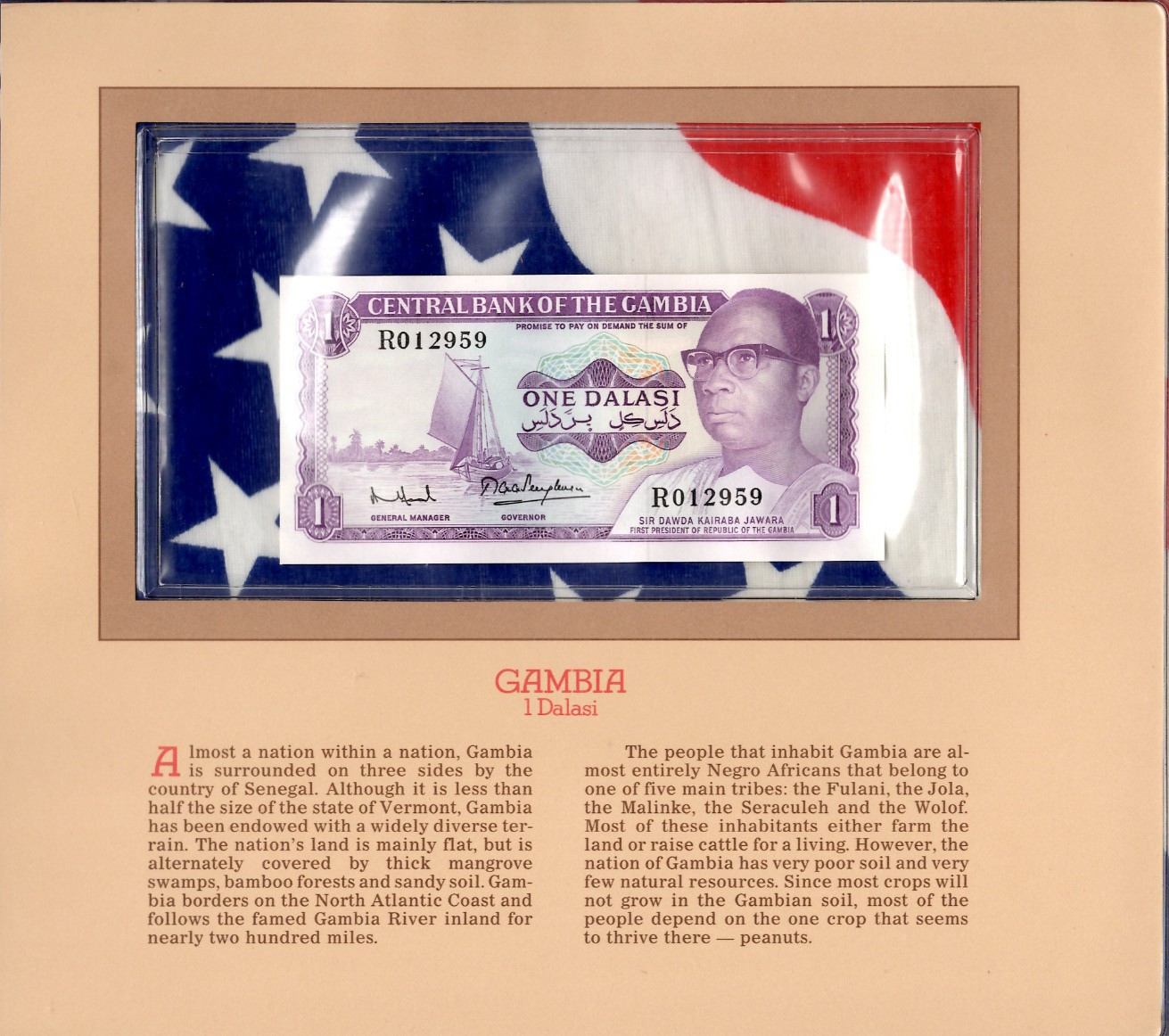 Most Treasured Banknotes Gambia 1971 1 Dalasi P-4f UNC R012959