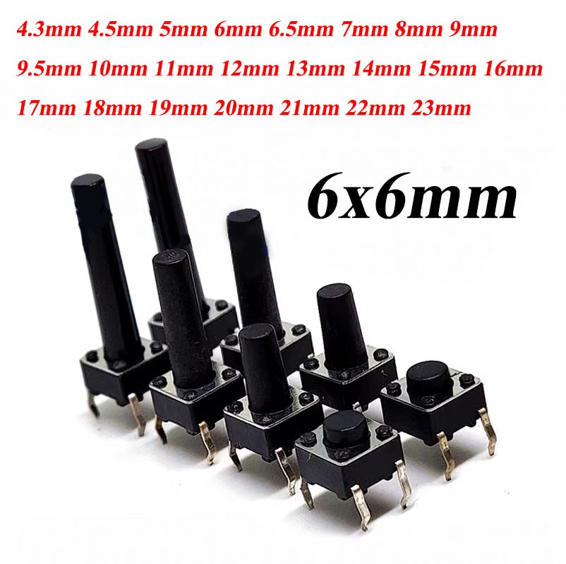 10/100/1000PCS 6x6 4.3-23mm Mini Micro Momentary Tactile Push PCB Button Switch