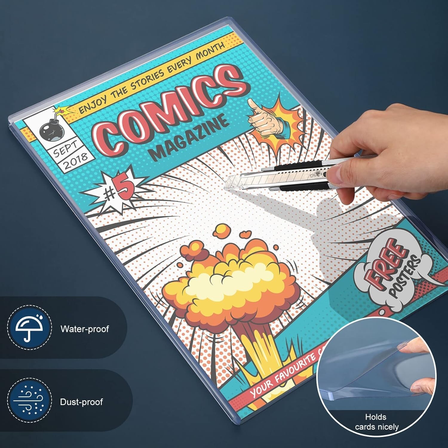 Comic Book Display Case Set, Include Comic Book Sleeves and Clear Plastic Easels