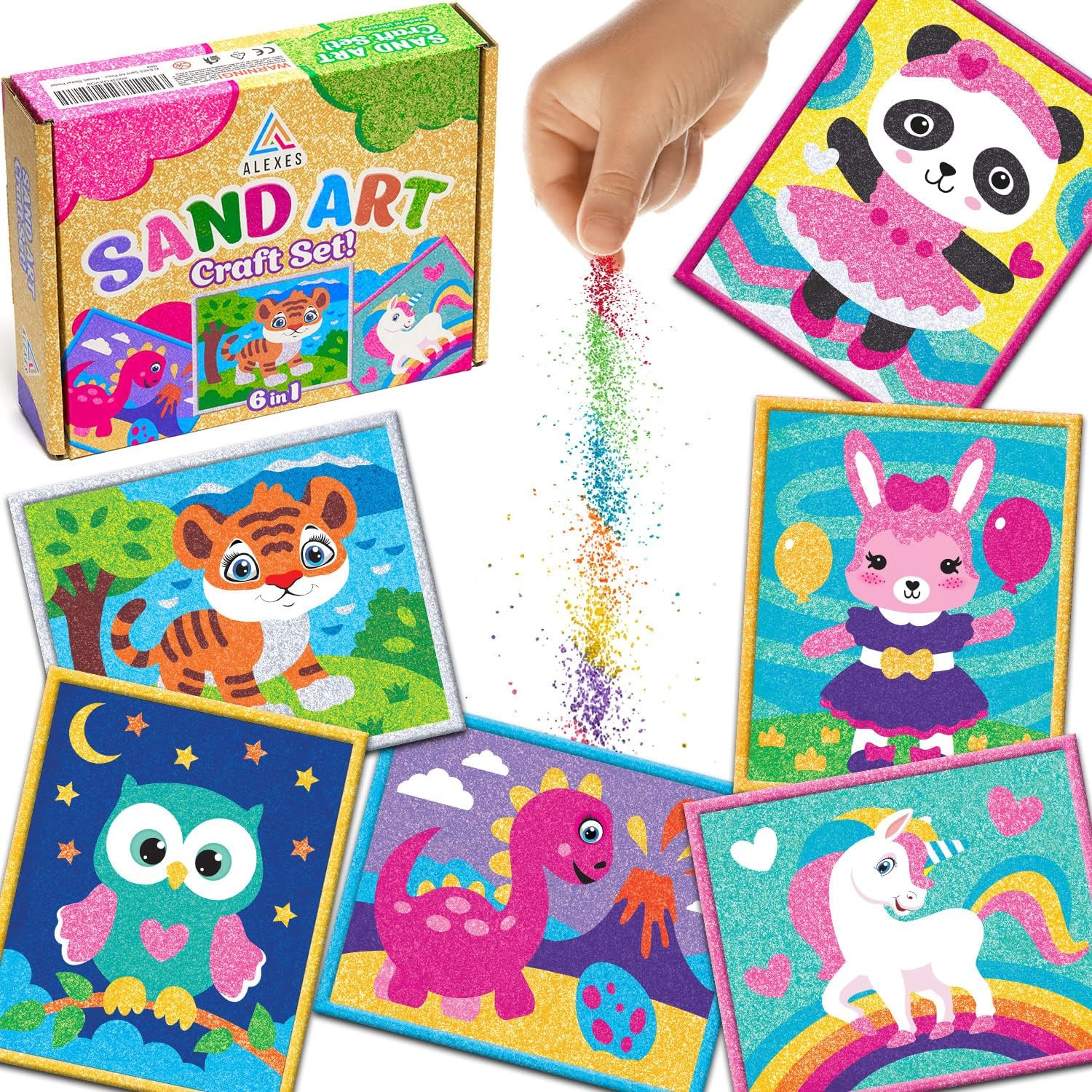 Sand Art Kits for Kids – Sand Coloring Kit - Peel and Stick Sand Art Pictures -