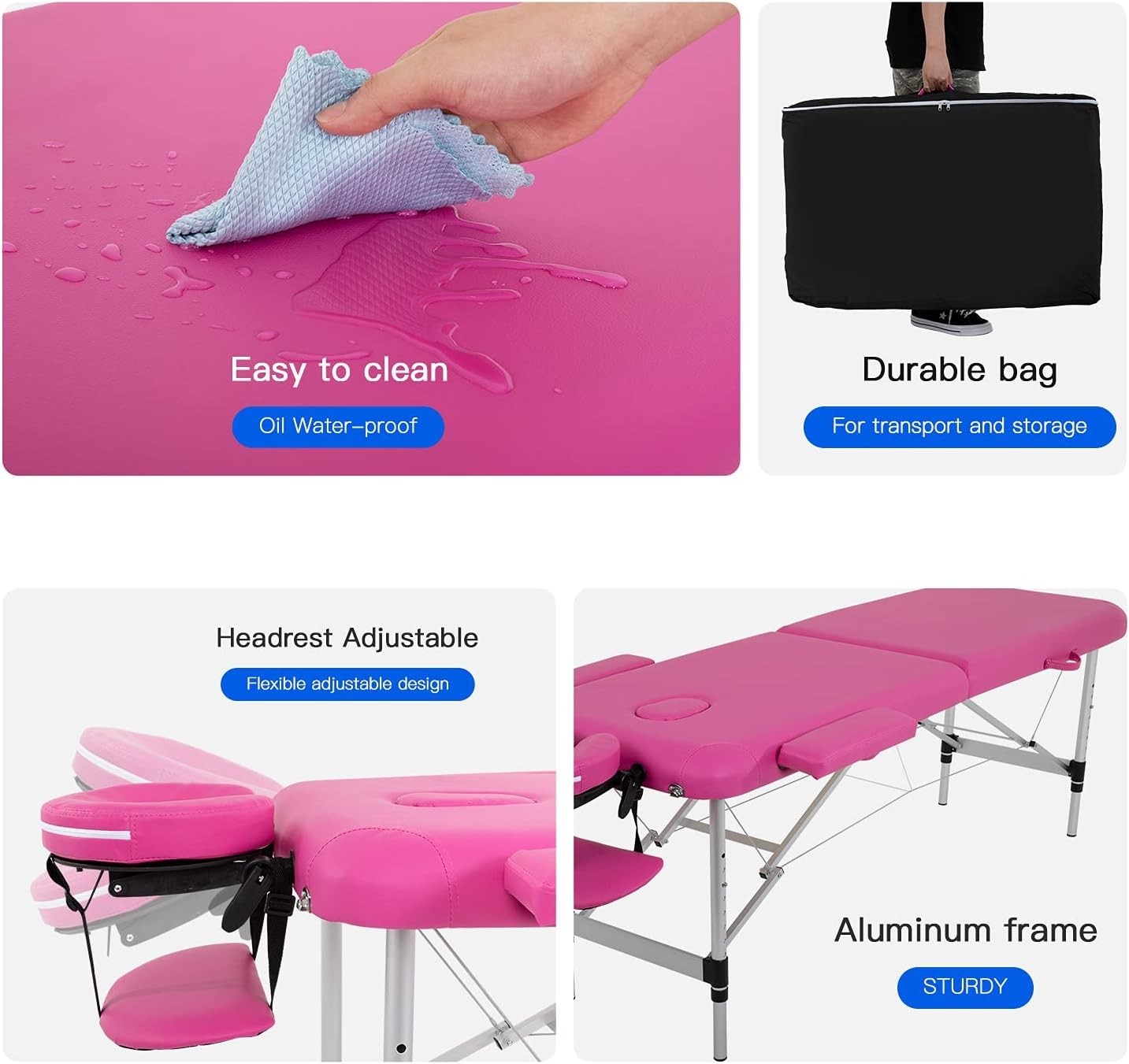 Portable Aluminium Massage Table 24" Wide - Height Adjustable & Lightweight